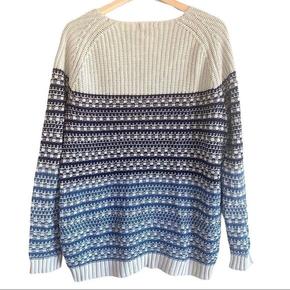 BDG Knitted Ribbed Blue and Cream Stripes Sweater - Picture 3 of 6